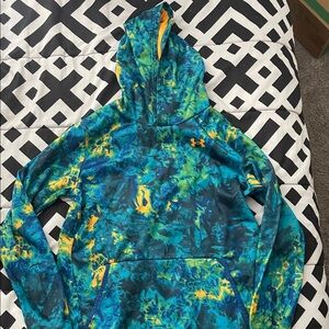 Boys Under Armour Teal and Gold Patterned Hoodie